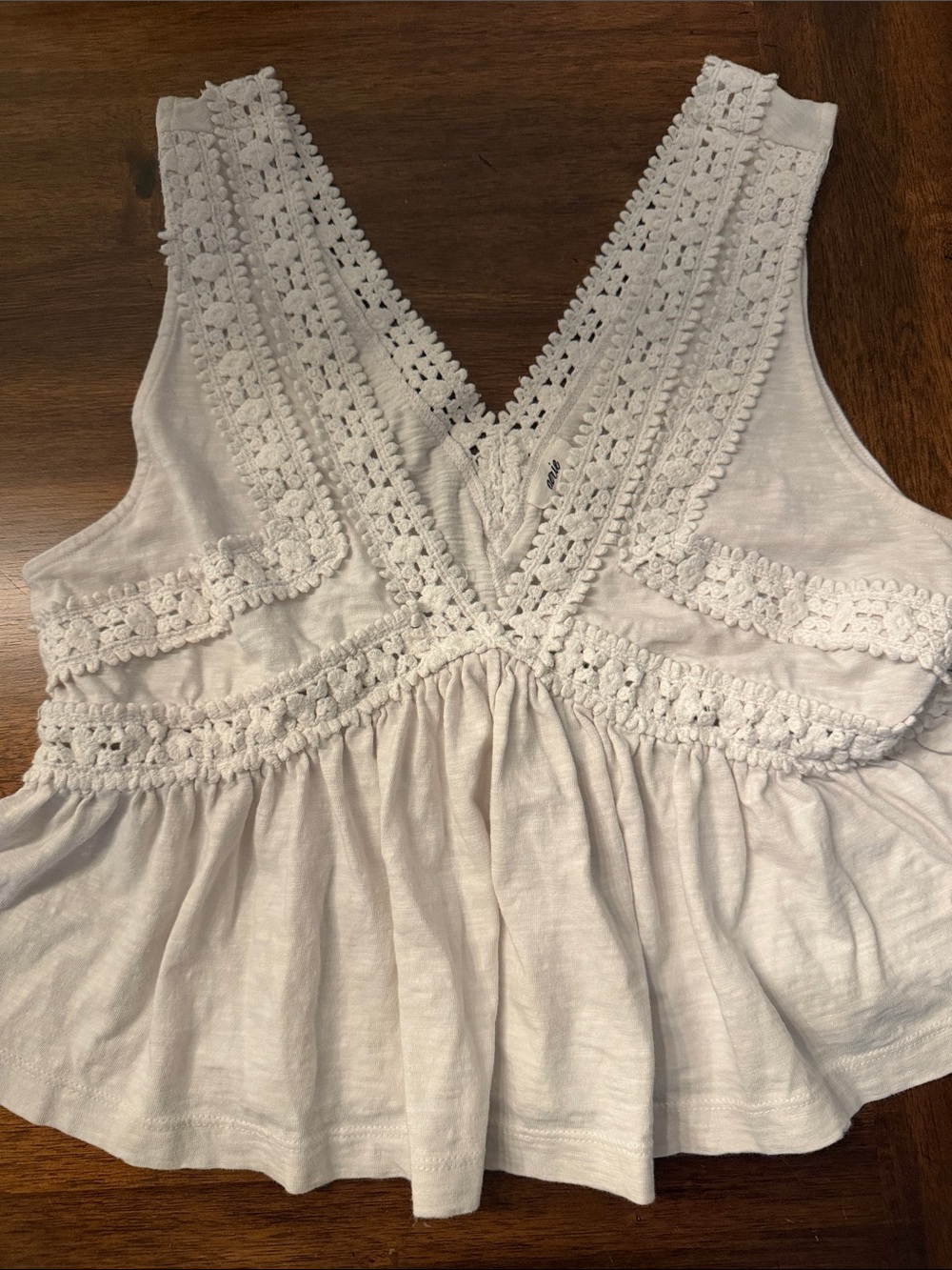 aerie White Crochet V-Neck Peplum Camisole